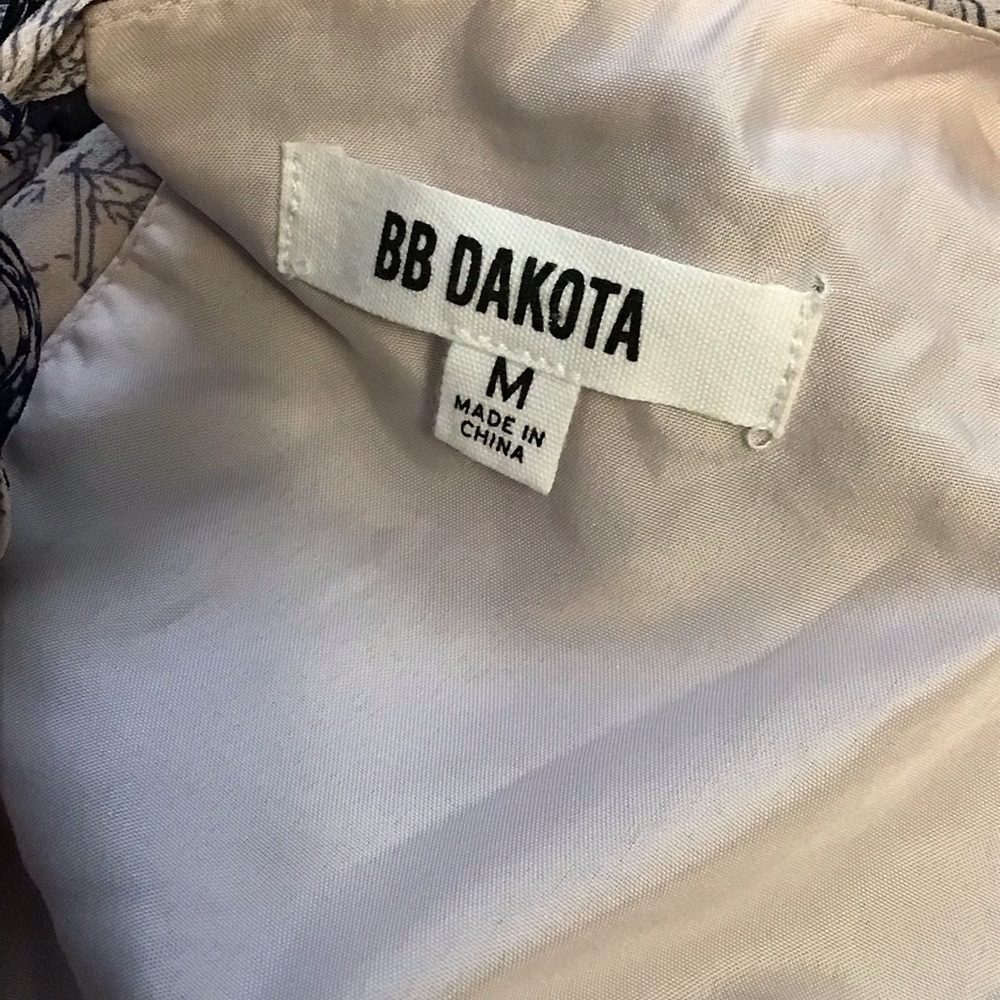 BB Dakota Patchwork Peplum Blouse Medium Boho Cottagecore Sheer Sleeve Ruffle - Picture 3 of 15